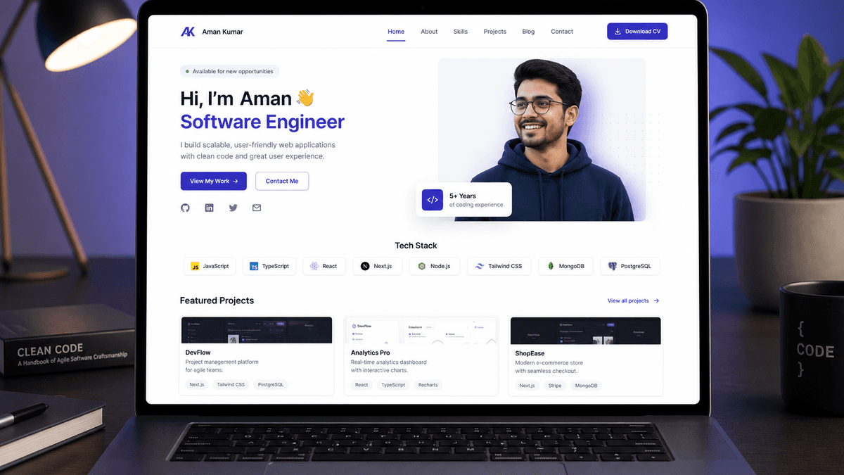 Modern Developer template preview
